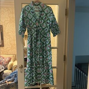 Green Butterfly Print Dress